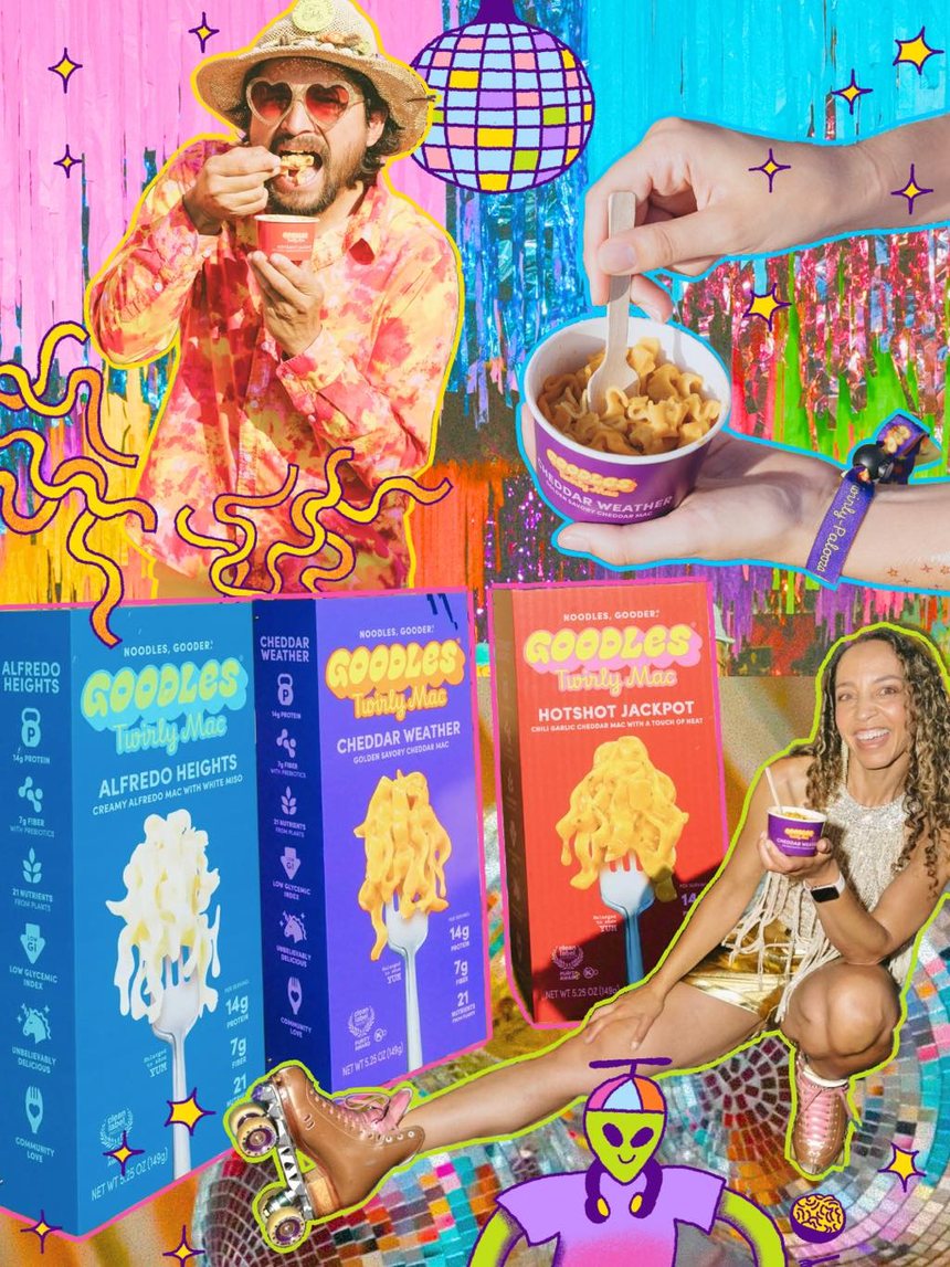 Goodles Twirly Mac boxes: Alfredo Heights, Cheddar Weather, and Hotshot Jackpot