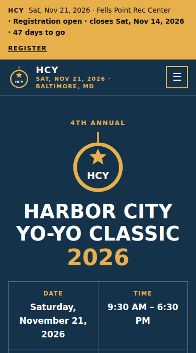 Home page of the yo-yo contest demo with Artistic Performance and Doubles